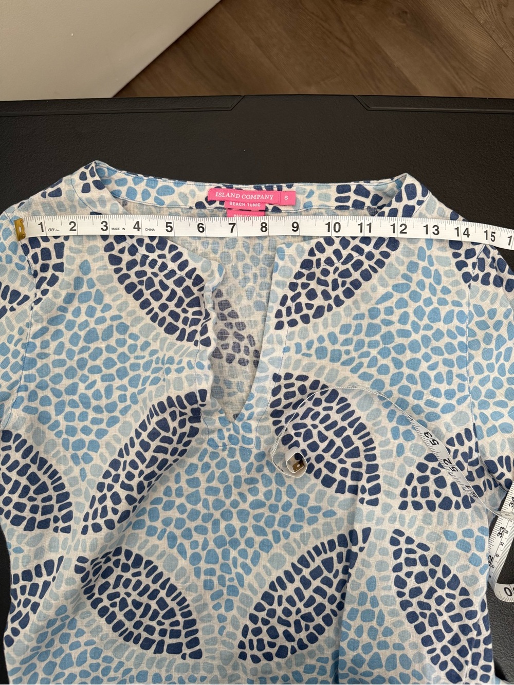 Linen Blue Patterned Tunic - Picture 3 of 4
